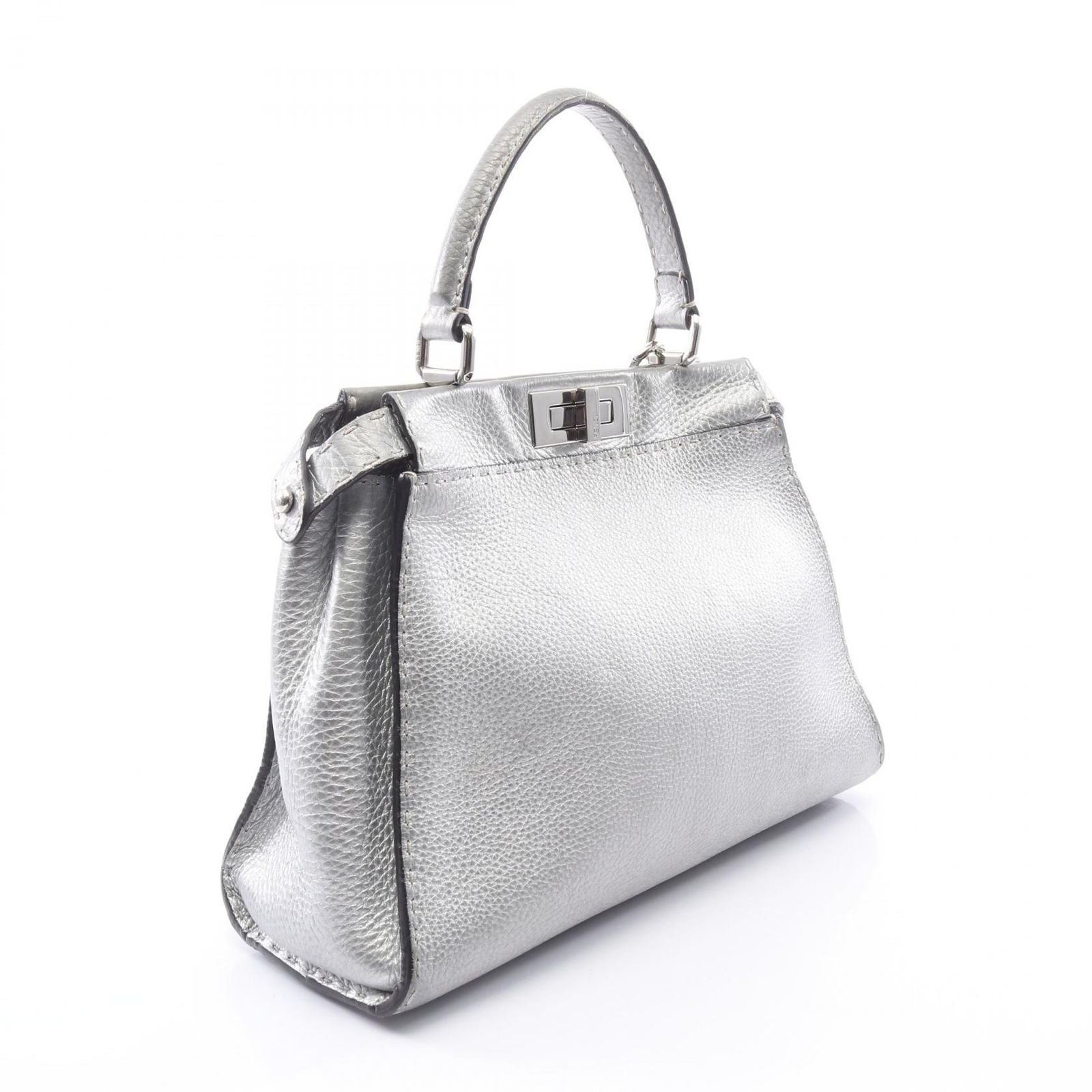 Fendi Handbag Peekaboo Regular Selleria 2-Way Silver Leather — view 2