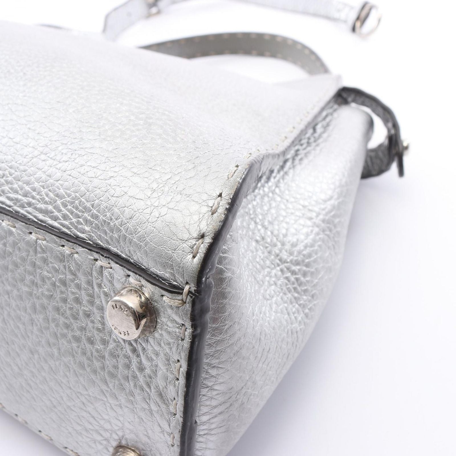 Fendi Handbag Peekaboo Regular Selleria 2-Way Silver Leather — view 5