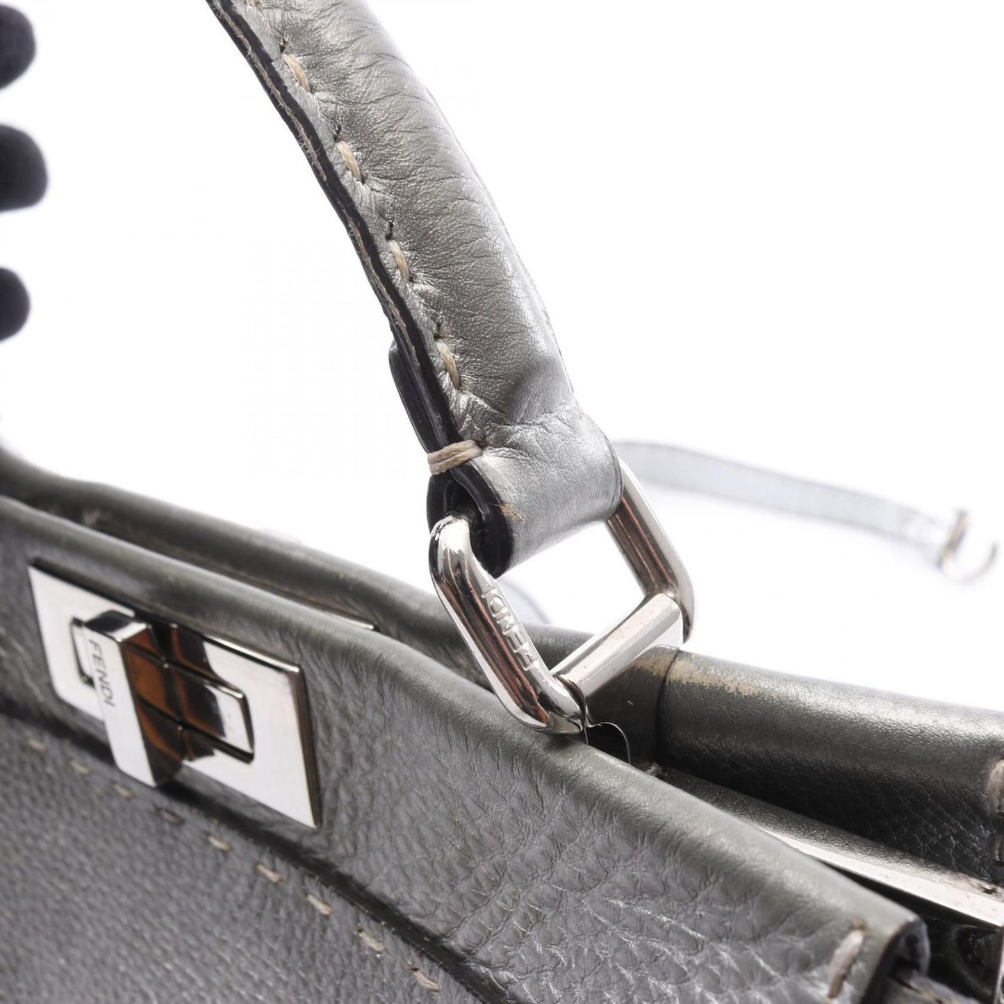 Fendi Handbag Peekaboo Regular Selleria 2-Way Silver Leather — view 8