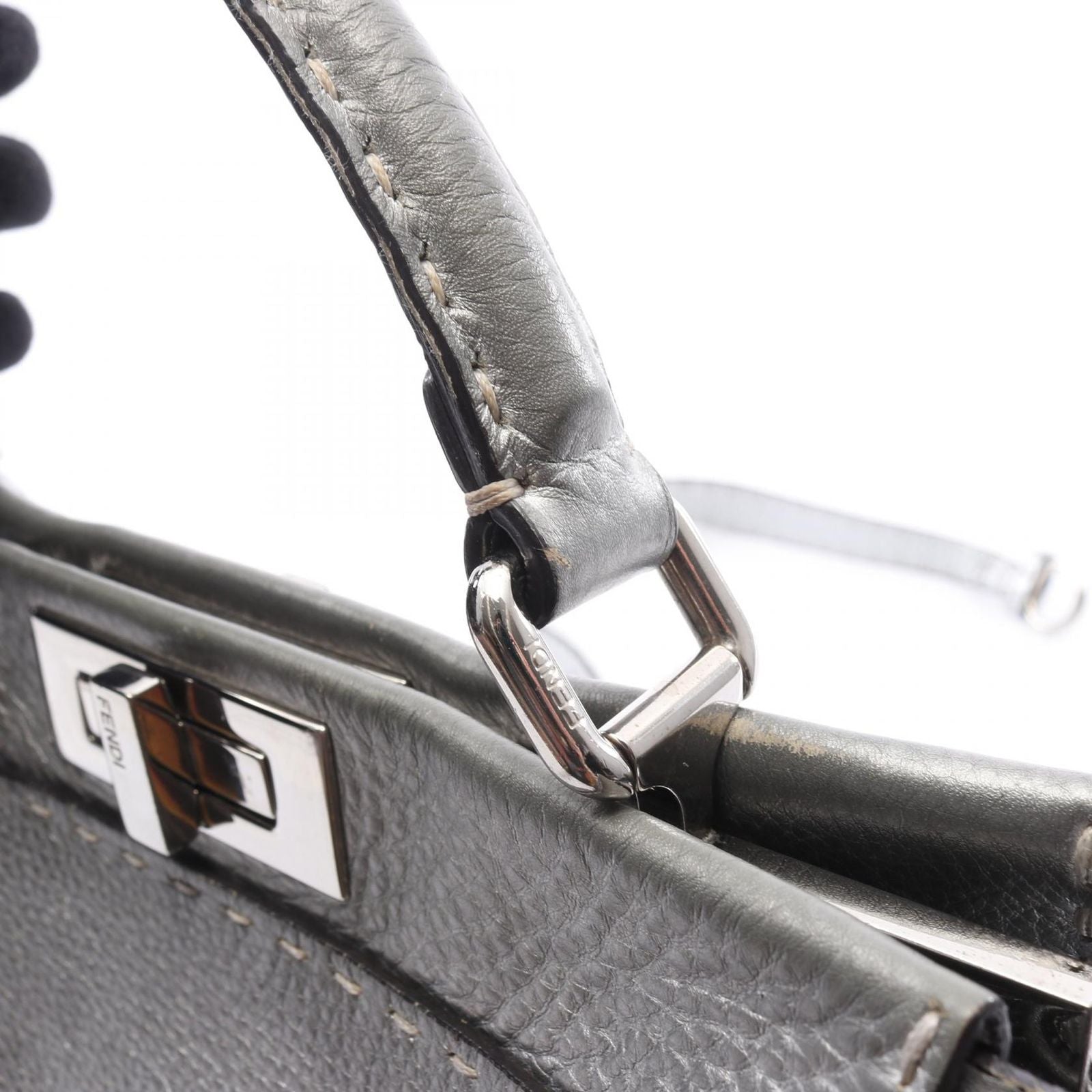 Fendi Handbag Peekaboo Regular Selleria 2-Way Silver Leather — view 8