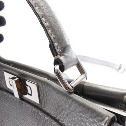Fendi Handbag Peekaboo Regular Selleria 2-Way Silver Leather — view 8