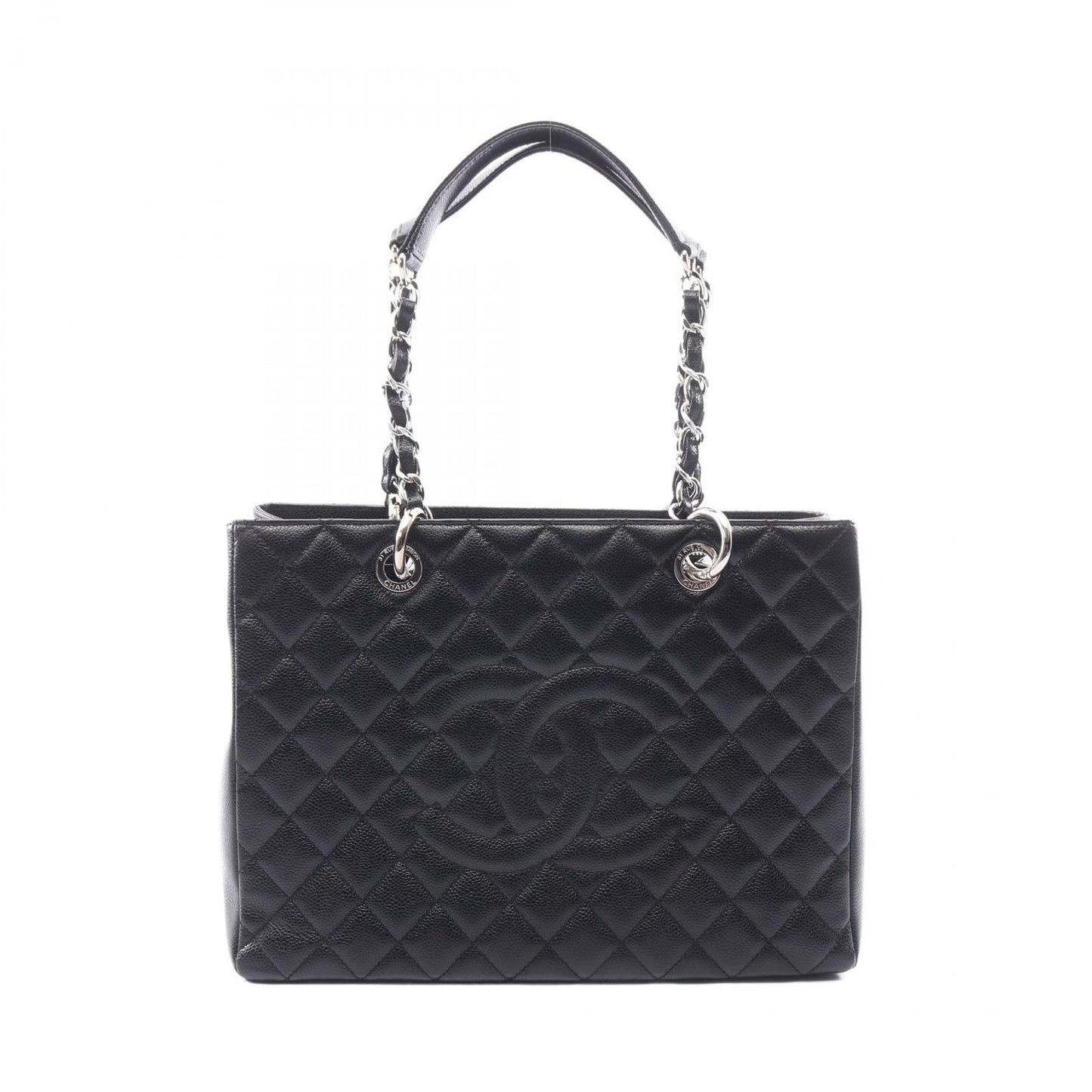Chanel Tote Quilted Grand Shopping GST Black Caviar Leather Chain