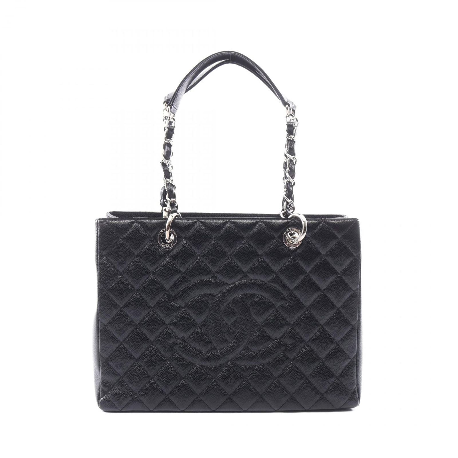 Chanel Tote Quilted Grand Shopping GST Black Caviar Leather Chain