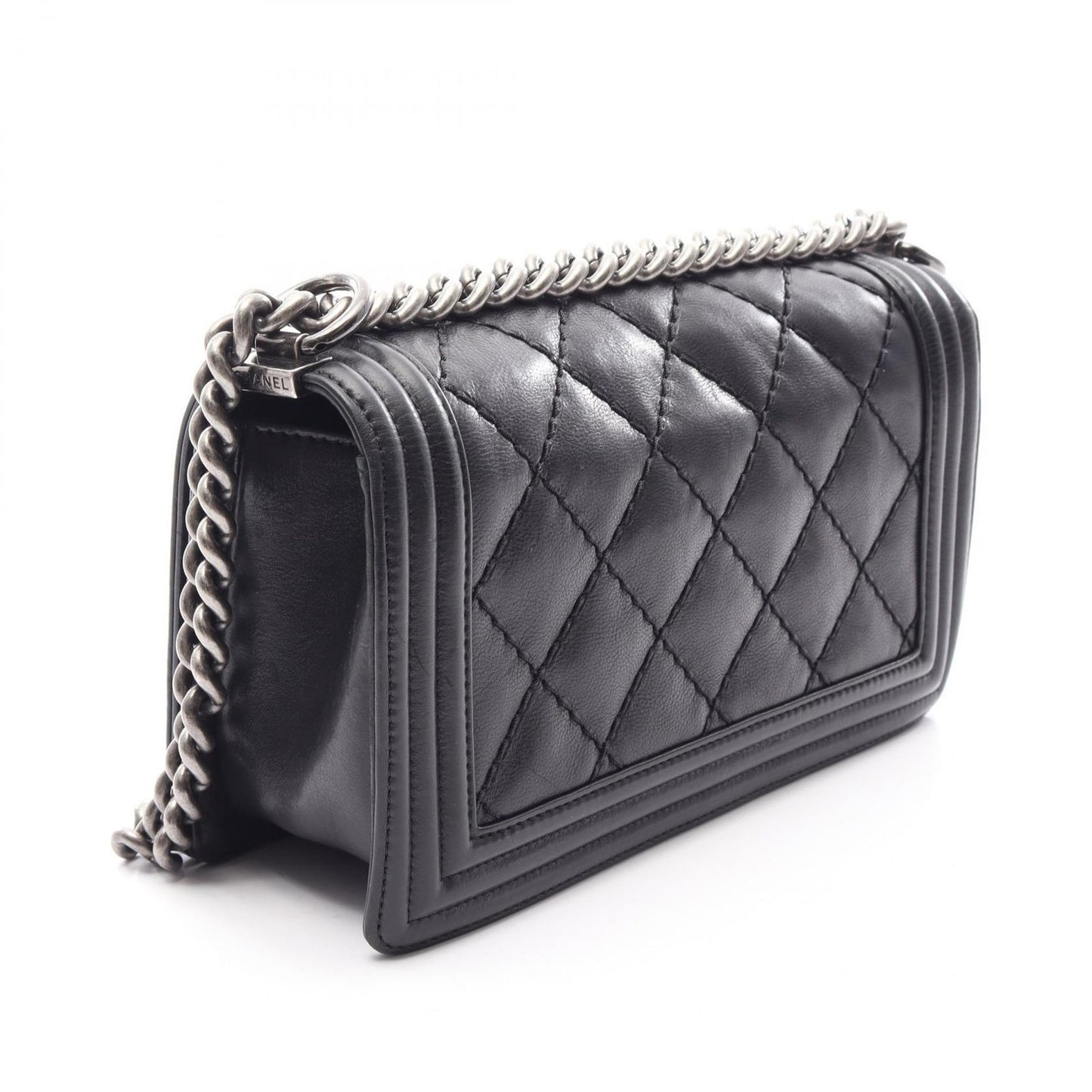 Chanel Shoulder Bag Boy Black Lambskin Boy Wild Stitch Chain — view 2