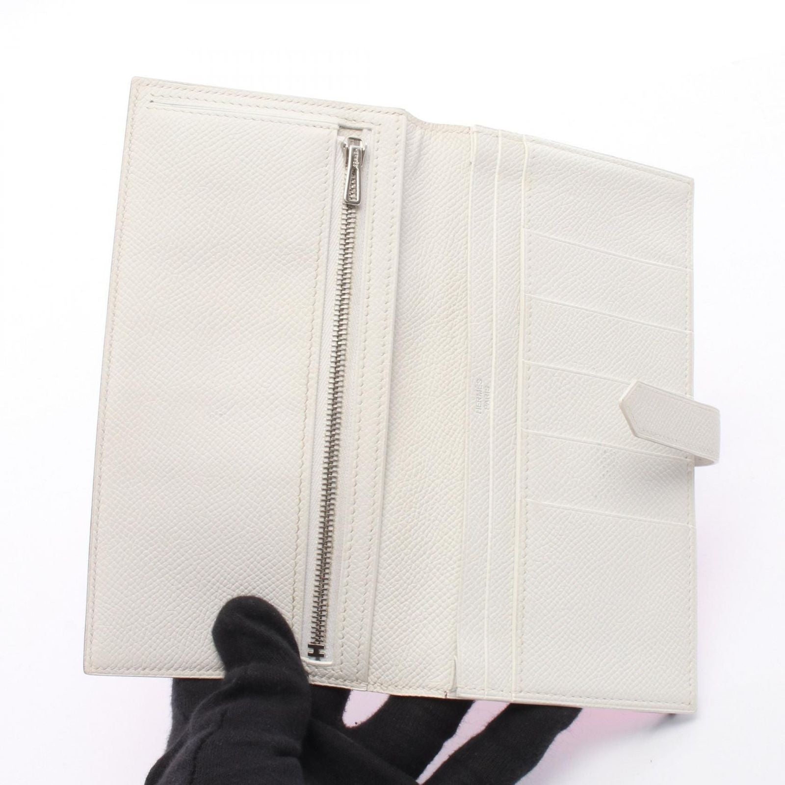 Hermes Bifold Wallet Bearn Souffle Rosetillian White — view 3