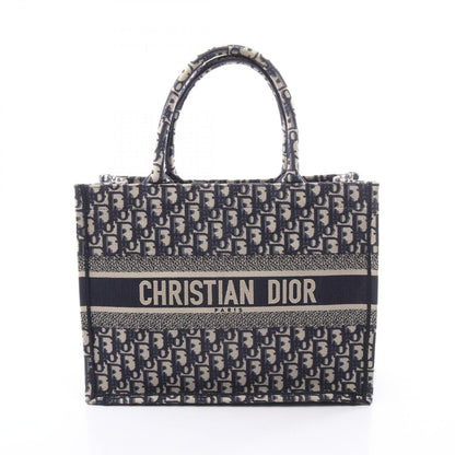 Dior Tote Book Oblique Embroidery Navy Canvas