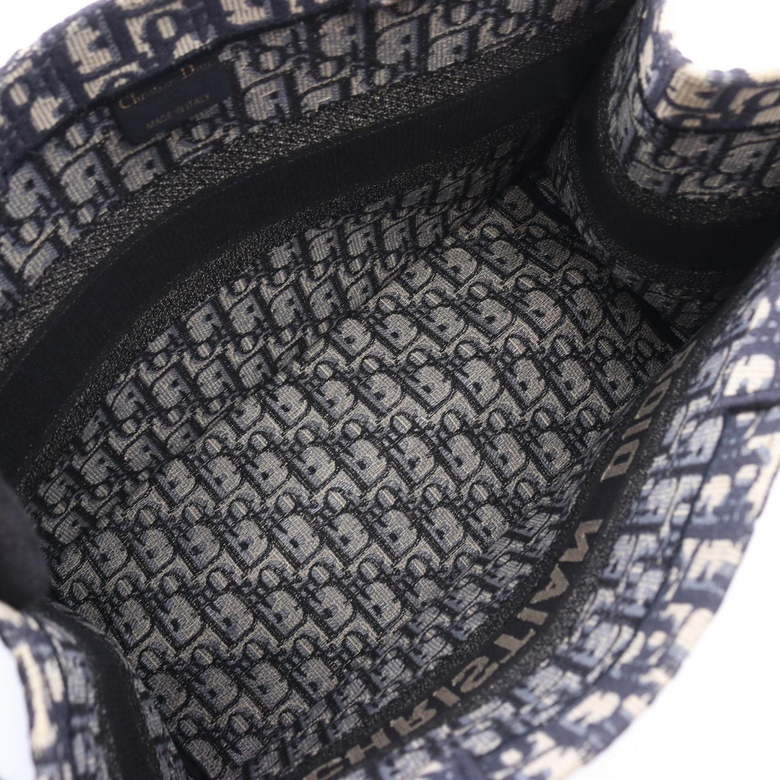Dior Tote Book Oblique Embroidery Navy Canvas — view 3