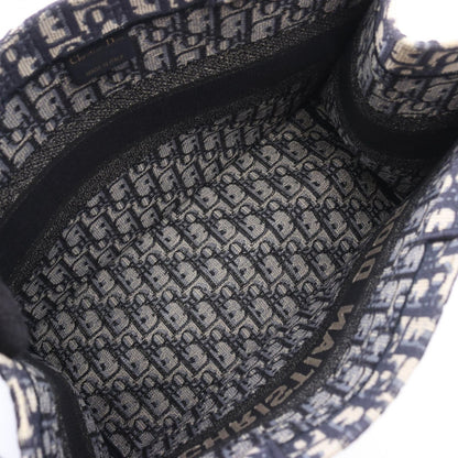 Dior Tote Book Oblique Embroidery Navy Canvas — view 3