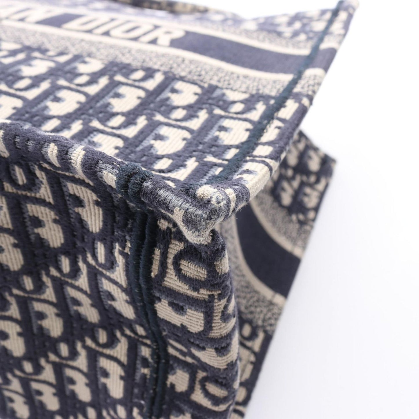 Dior Tote Book Oblique Embroidery Navy Canvas — view 5