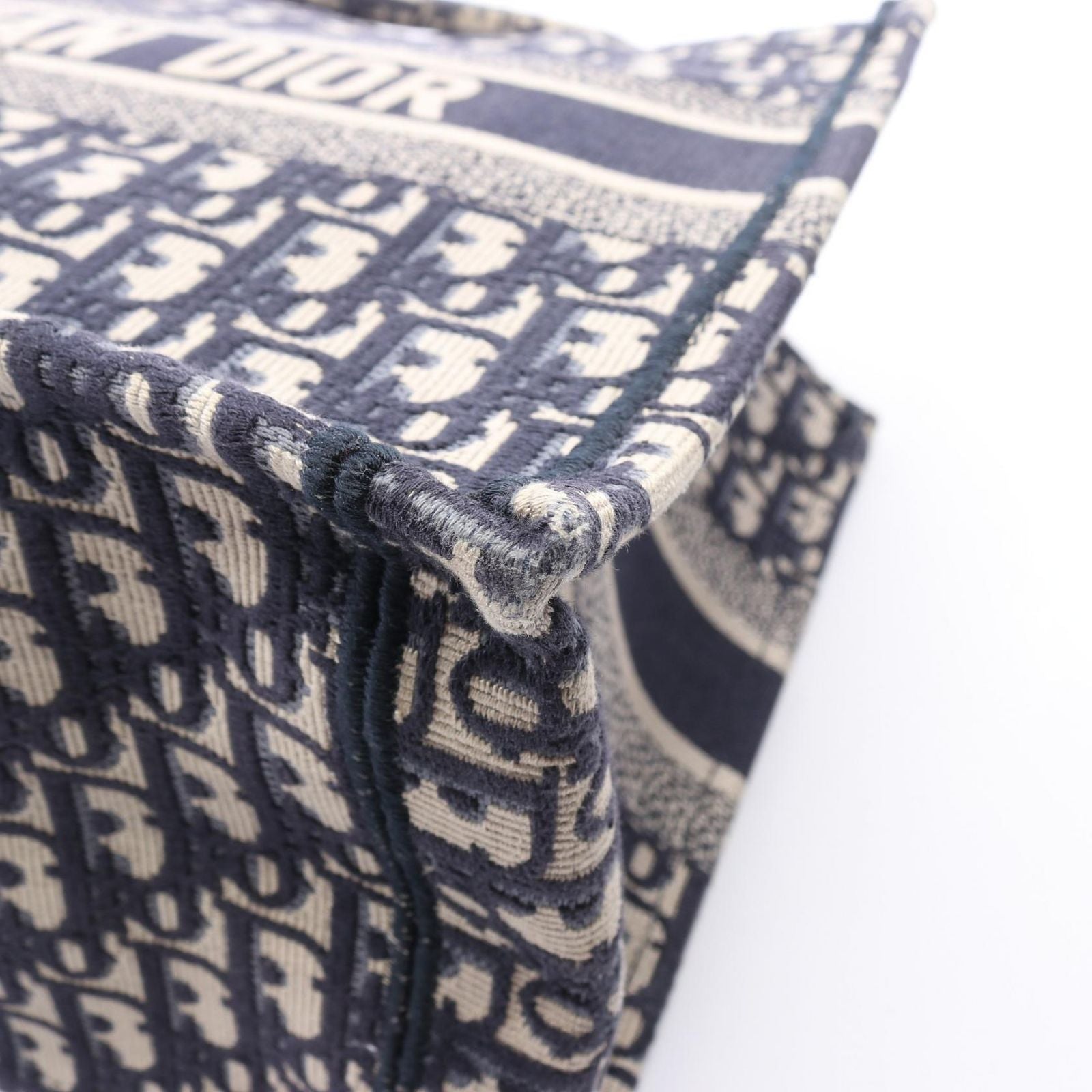 Dior Tote Book Oblique Embroidery Navy Canvas — view 5