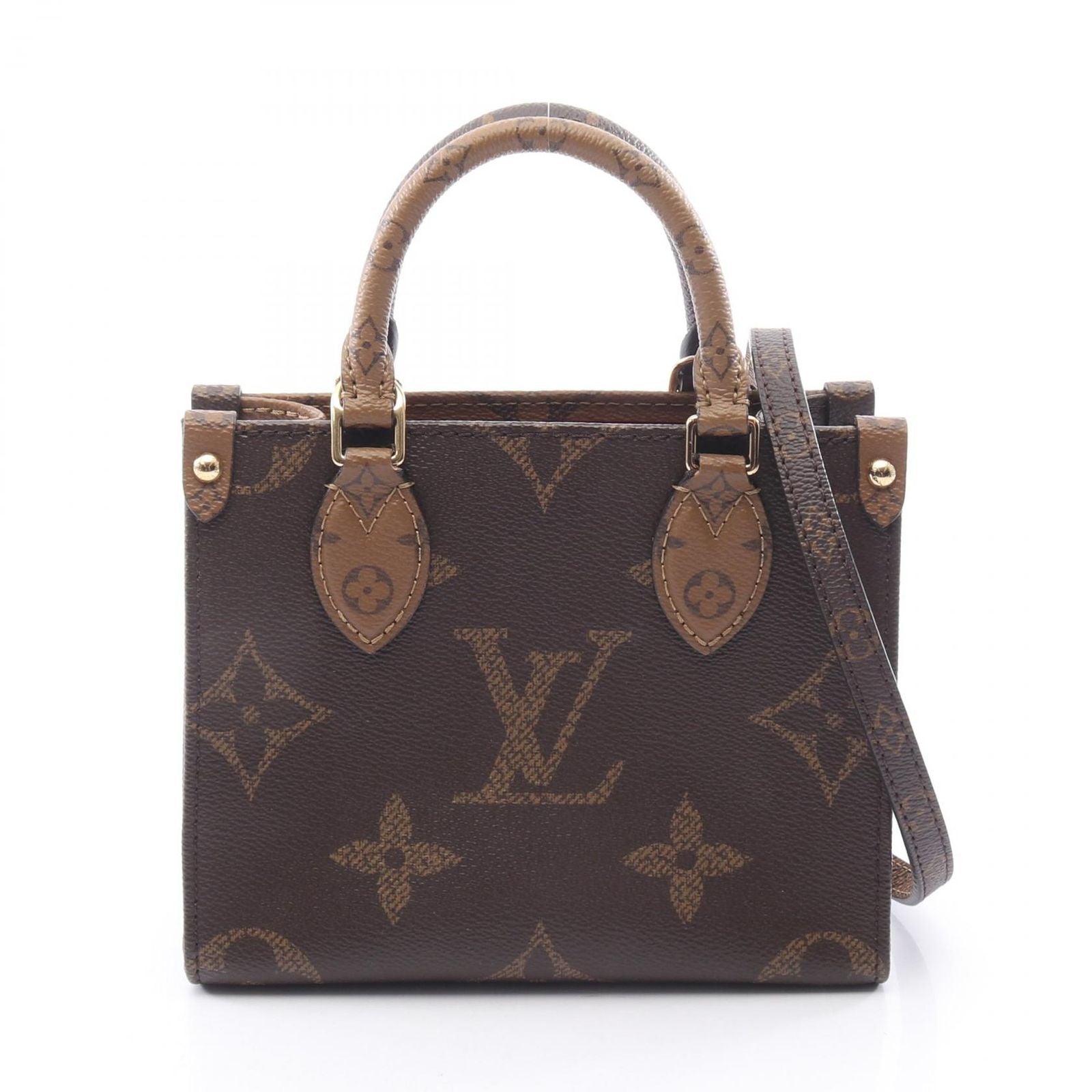 Louis Vuitton Handbag On The Go BB Monogram Reverse 2-Way Canvas Leather