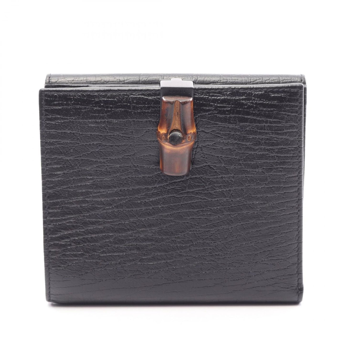 Gucci Bifold Wallet Bamboo Black Leather Hook