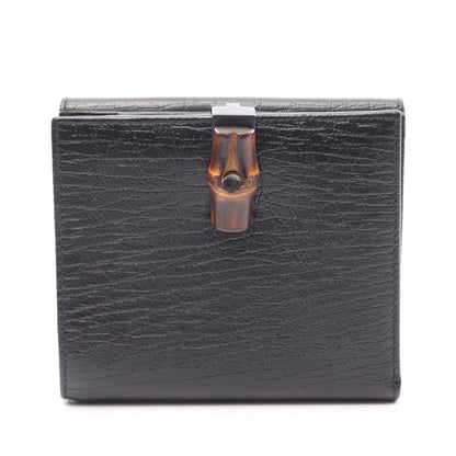 Gucci Bifold Wallet Bamboo Black Leather Hook