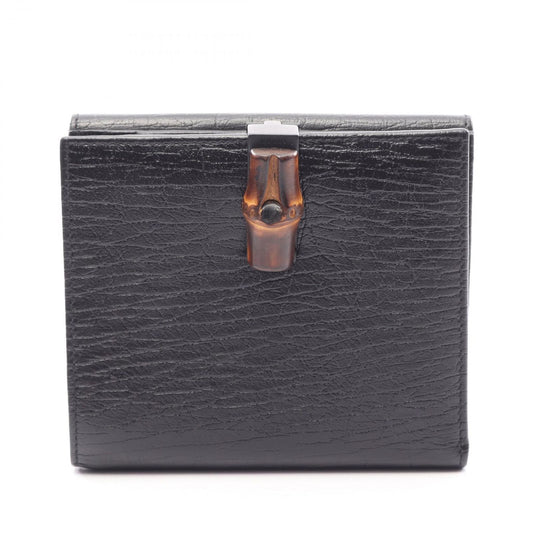 Gucci Bifold Wallet Bamboo Black Leather Hook