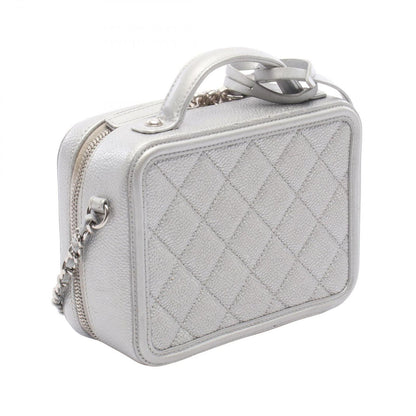 Chanel Shoulder Bag CC Figurine Small Vanity Silver Caviar Leather CC Quilted — view 2