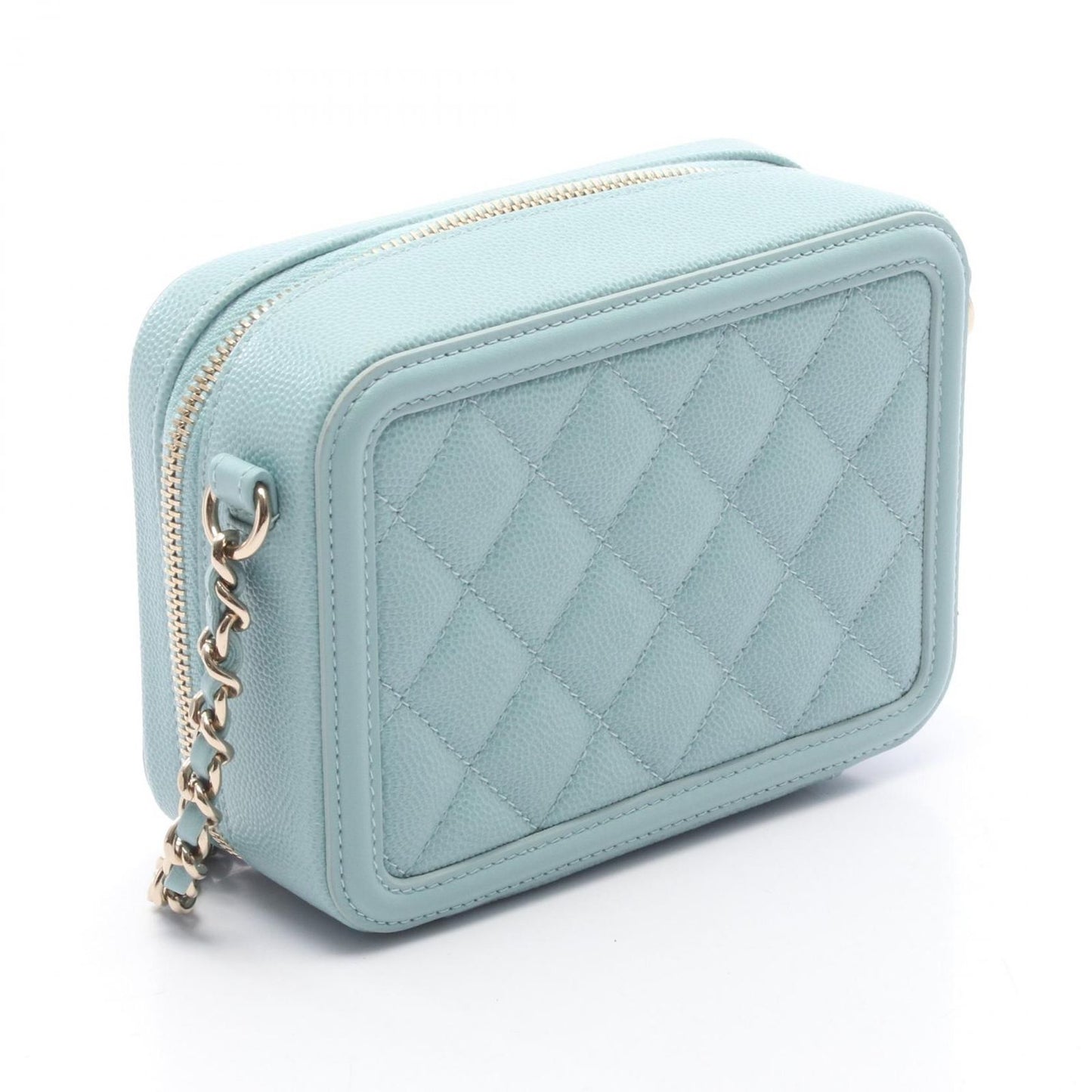 Chanel Shoulder Bag CC Filigree Mini Vanity Light Blue Caviar Leather CC — view 2
