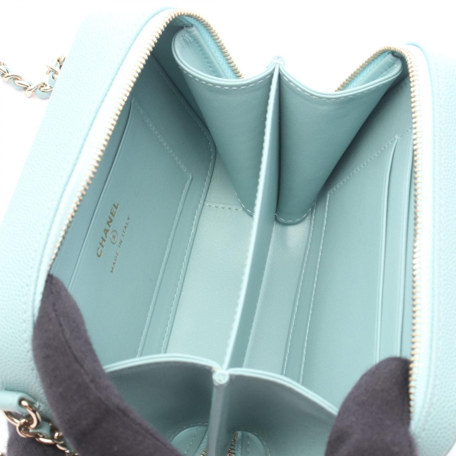Chanel Shoulder Bag CC Filigree Mini Vanity Light Blue Caviar Leather CC — view 3