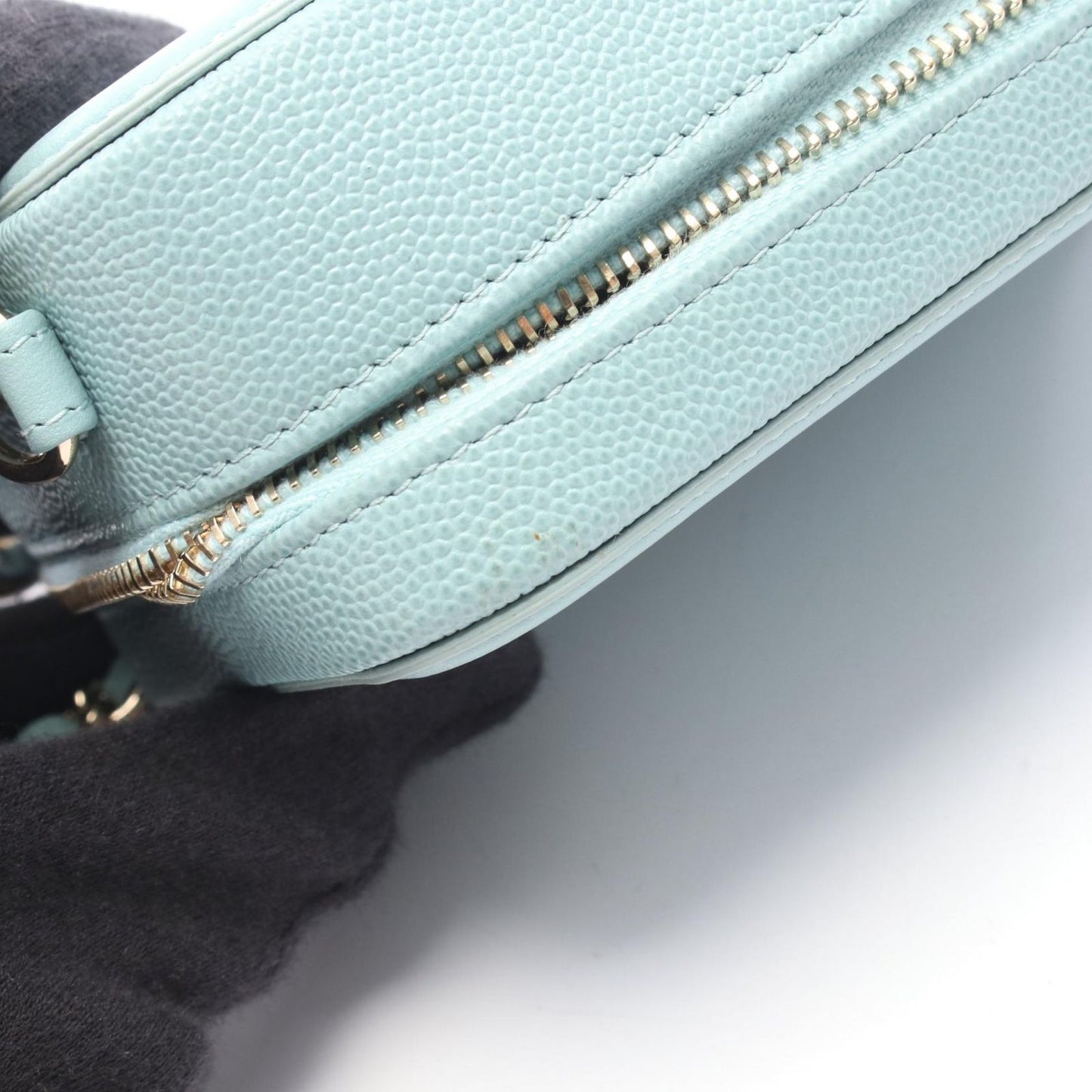 Chanel Shoulder Bag CC Filigree Mini Vanity Light Blue Caviar Leather CC — view 6
