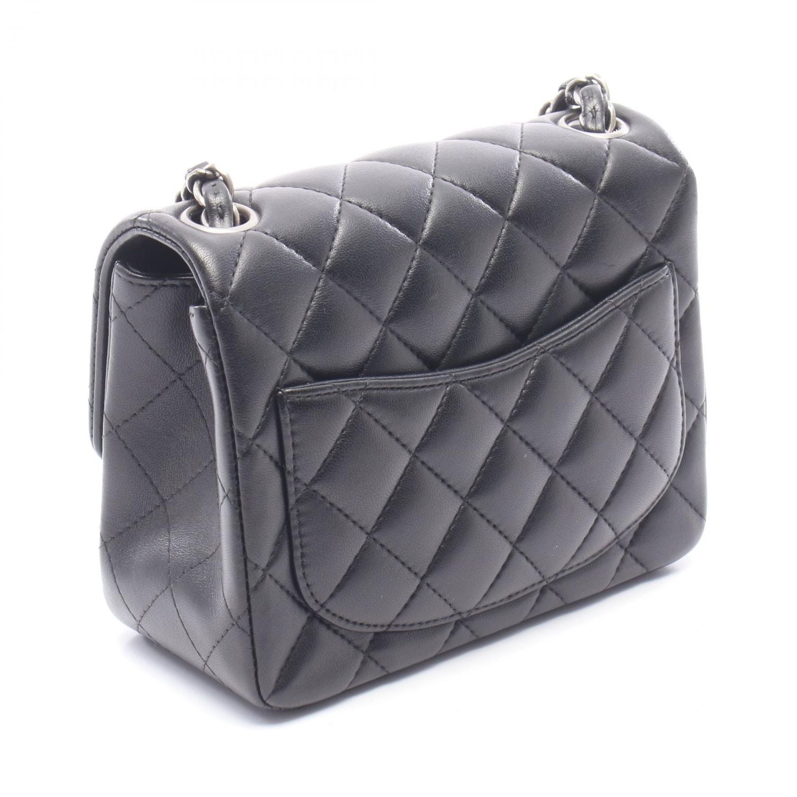 Chanel Shoulder Bag Mini Quilted Black Lambskin Chain — view 2
