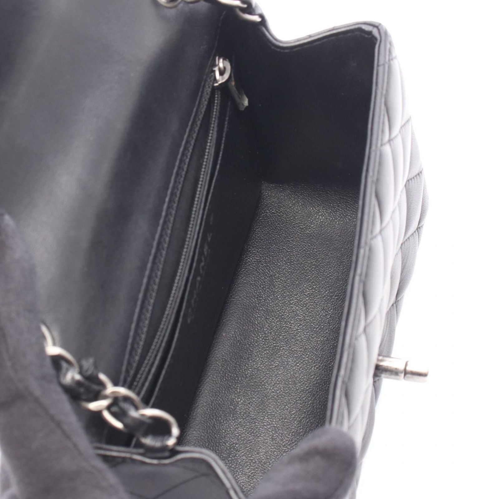 Chanel Shoulder Bag Mini Quilted Black Lambskin Chain — view 3