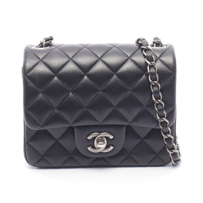Chanel Shoulder Bag Mini Quilted Black Lambskin Chain