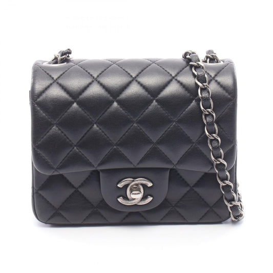Chanel Shoulder Bag Mini Quilted Black Lambskin Chain