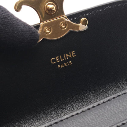 Celine Card Case Triomphe Black Leather with Flap Holder — view 4