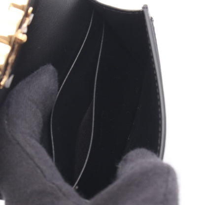 Celine Card Case Triomphe Black Leather with Flap Holder — view 3