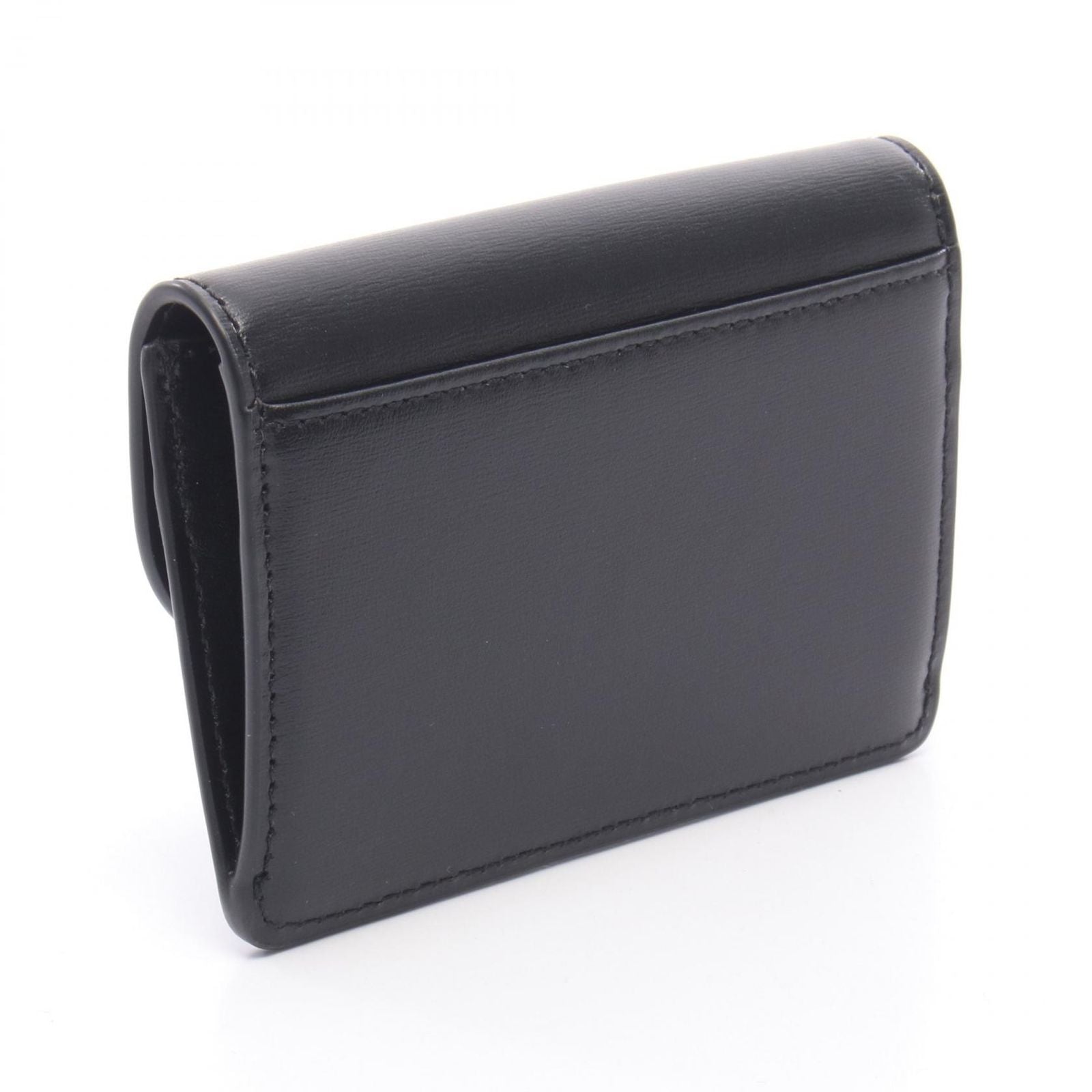 Celine Card Case Triomphe Black Leather with Flap Holder — view 2