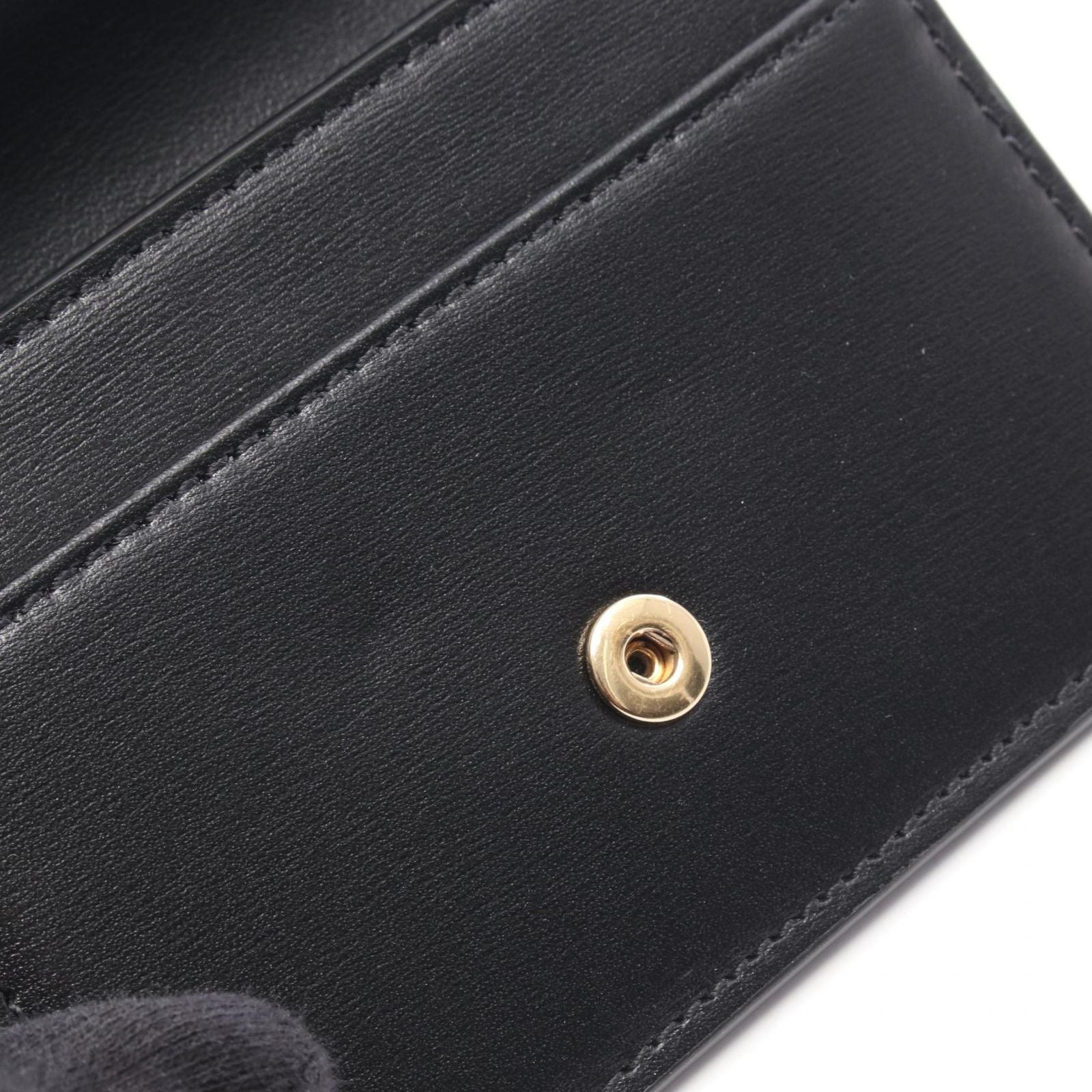Celine Card Case Triomphe Black Leather with Flap Holder — view 6