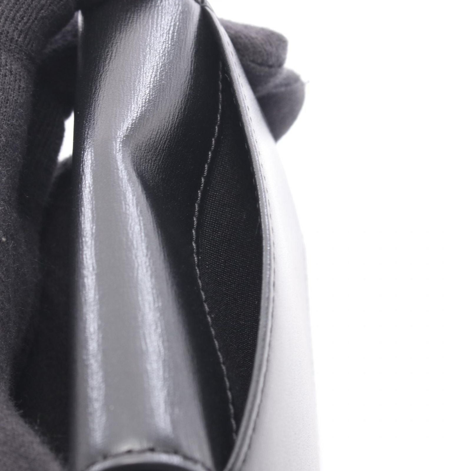 Celine Card Case Triomphe Black Leather with Flap Holder — view 5