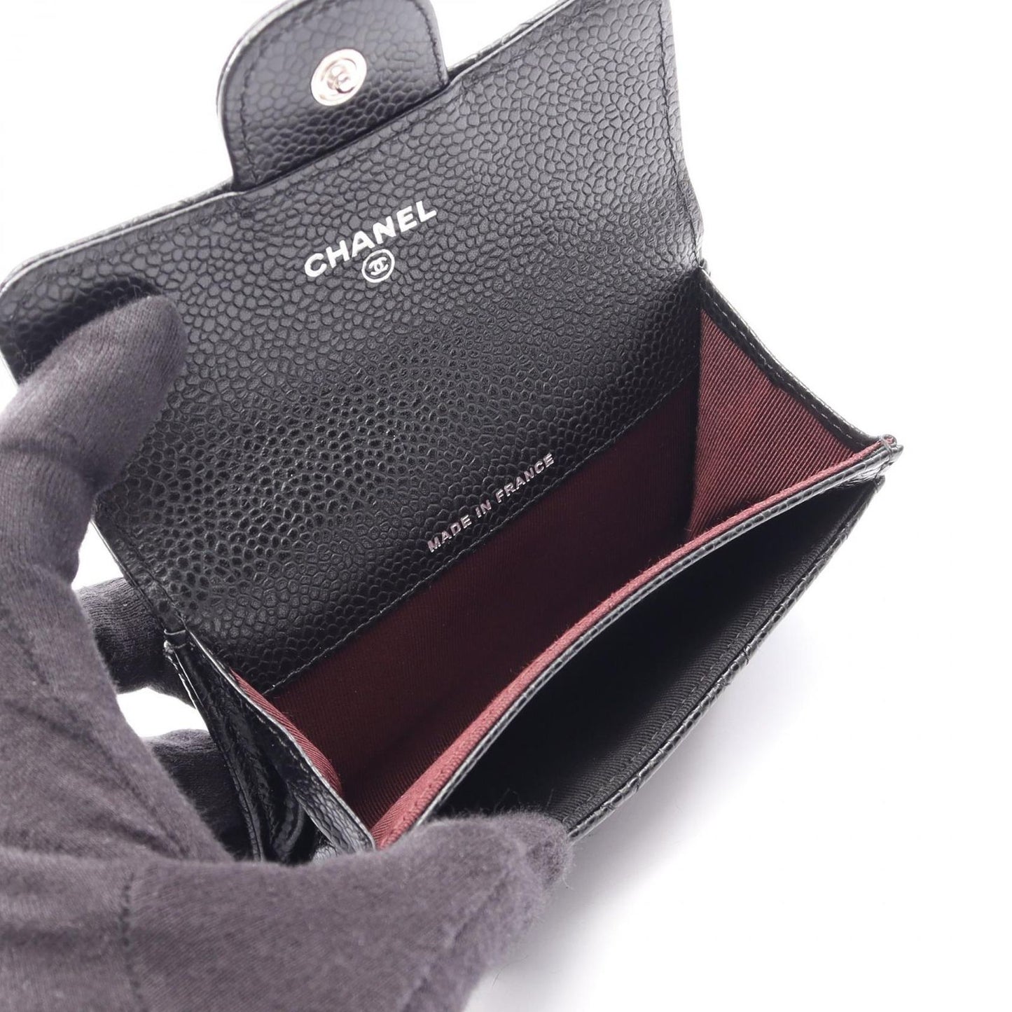 Chanel Card Case Quilted Black Caviar Leather — view 3