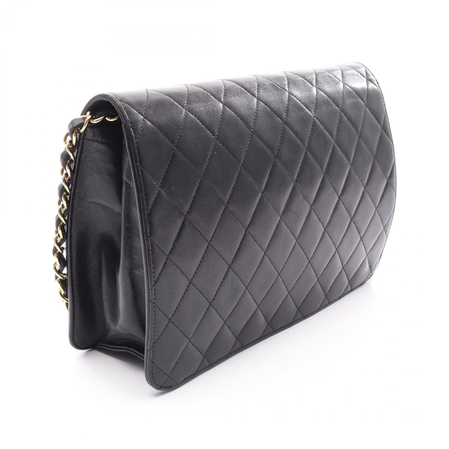 Chanel Shoulder Bag Quilted Single Flap Black Lambskin Chain — view 2
