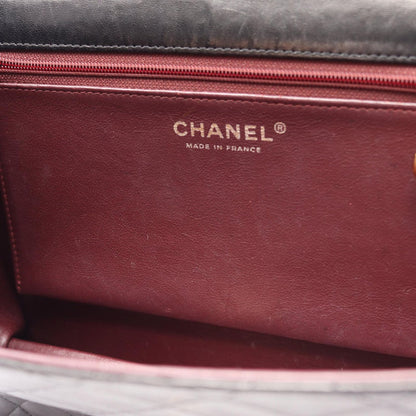 Chanel Shoulder Bag Quilted Single Flap Black Lambskin Chain — view 7