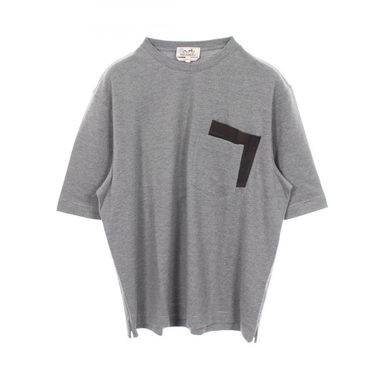 Hermes Long Sleeve T-Shirt Leather with Pocket Cotton