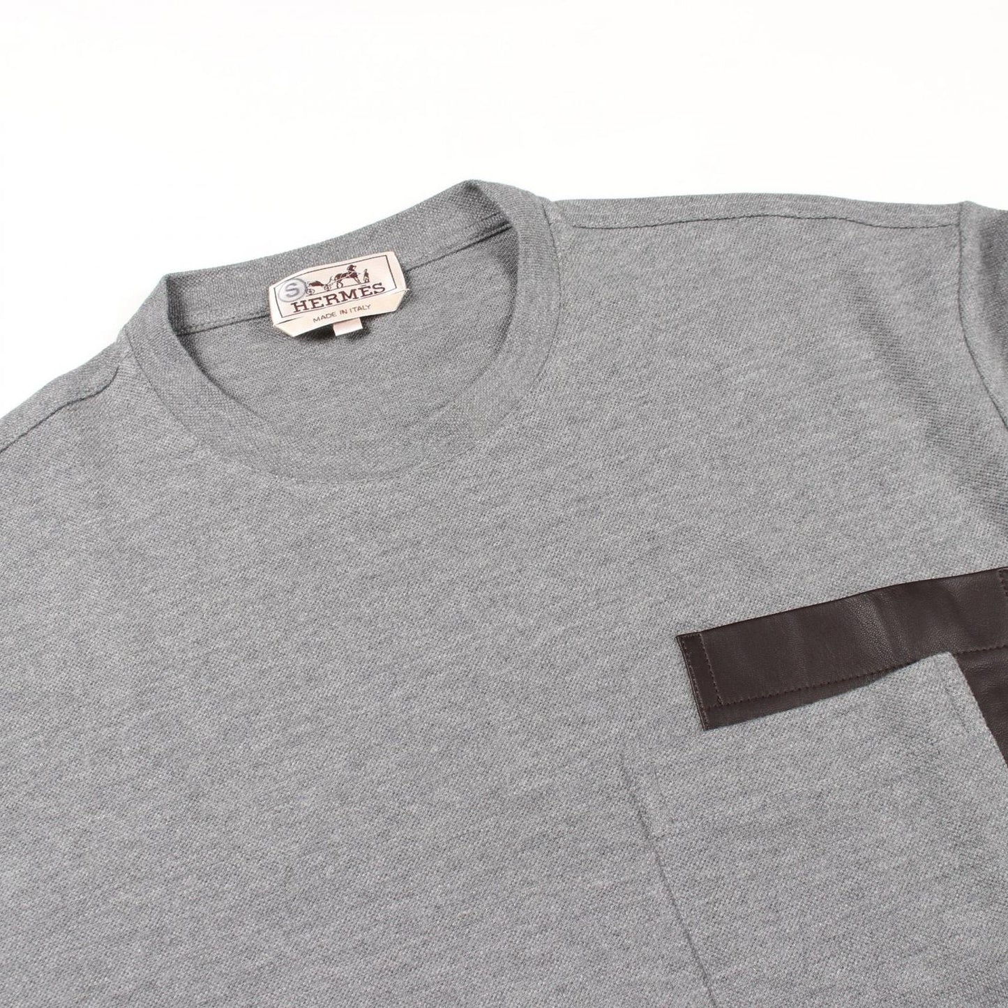 Hermes Long Sleeve T-Shirt Leather with Pocket Cotton — view 6