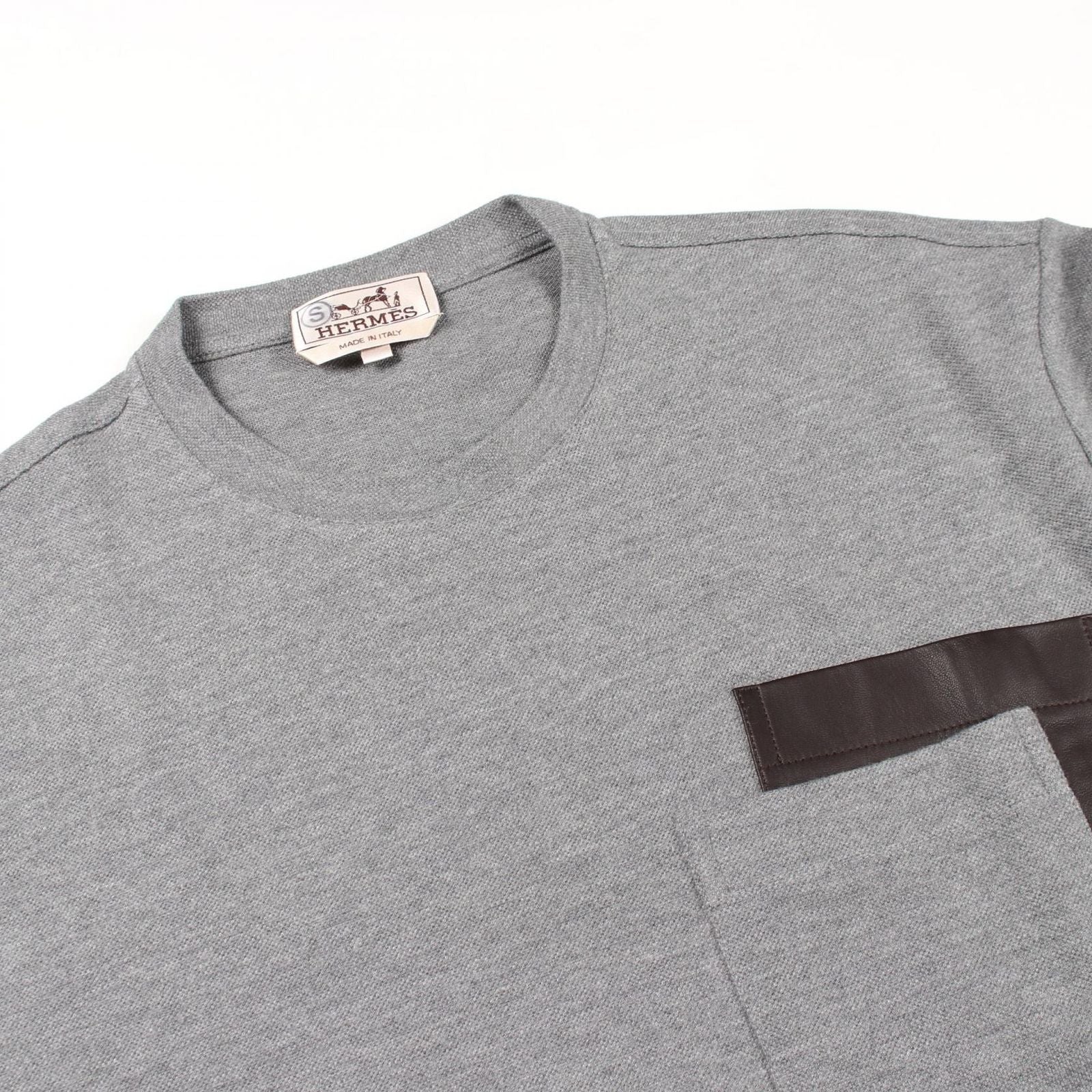 Hermes Long Sleeve T-Shirt Leather with Pocket Cotton — view 6