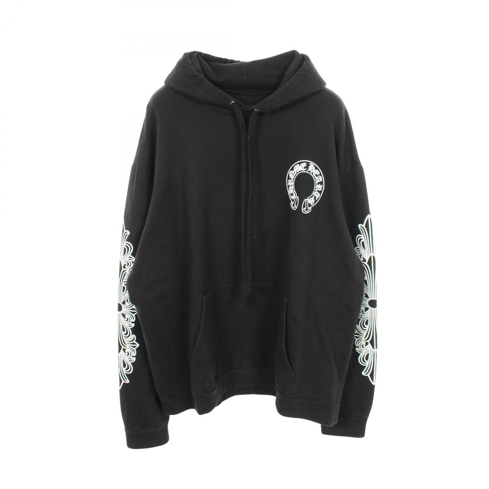 Chrome Hearts Hoodie Horse Shoe Arm Floral Print Cotton Pullover
