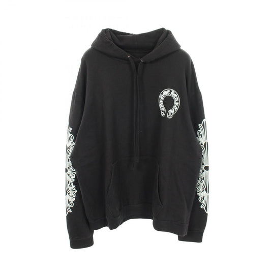 Chrome Hearts Hoodie Horse Shoe Arm Floral Print Cotton Pullover