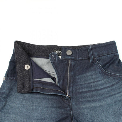 Chanel Denim Pants CC Logo Button Shorts Cotton — view 5
