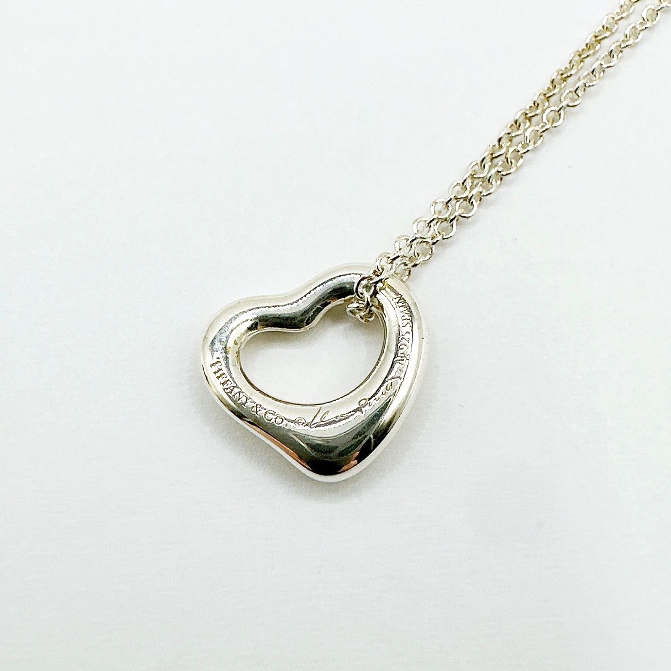 Tiffany & Co Open Heart Silver Necklace 40 cm — view 2