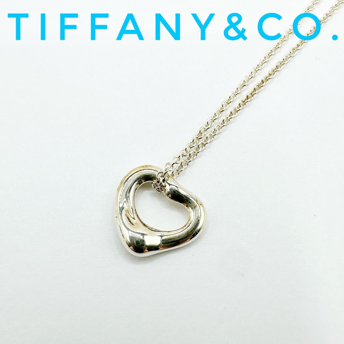 Tiffany & Co Open Heart Silver Necklace 40 cm