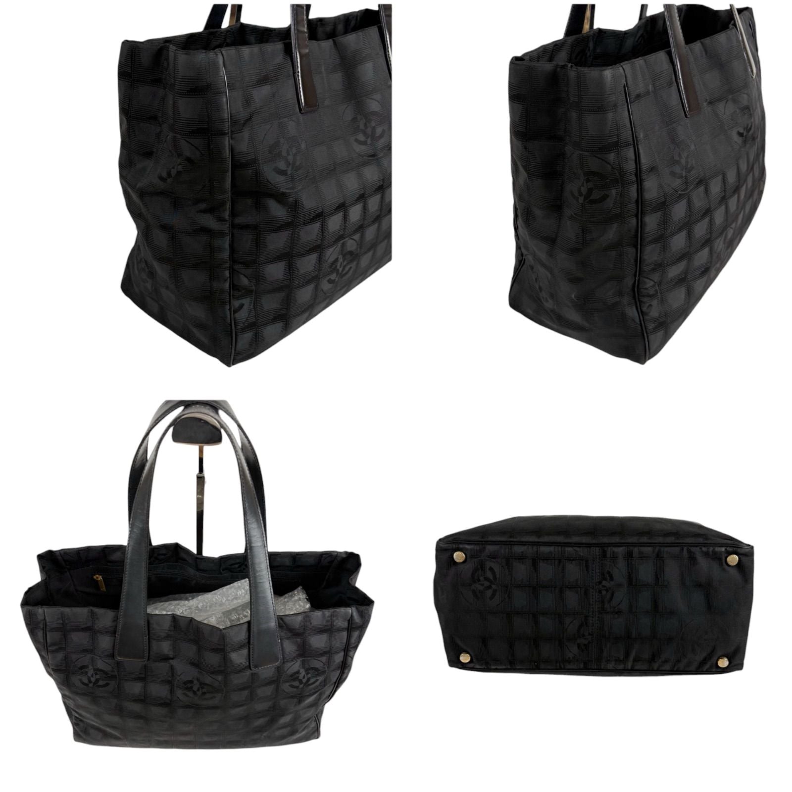 Chanel New Travel Line Tote Shoulder Black Nylon Canvas — view 4