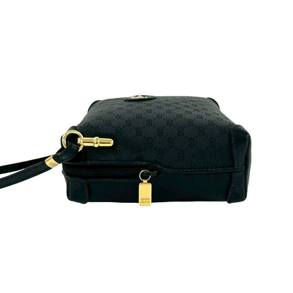 Gucci Vintage Micro GG Logo Leather Mini Shoulder Bag Pochette Black — view 5