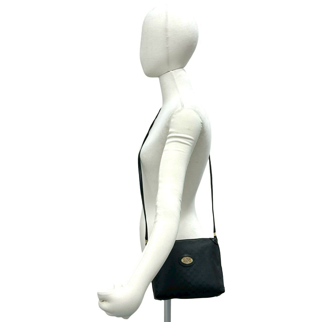 Gucci Vintage Micro GG Logo Leather Mini Shoulder Bag Pochette Black — view 2