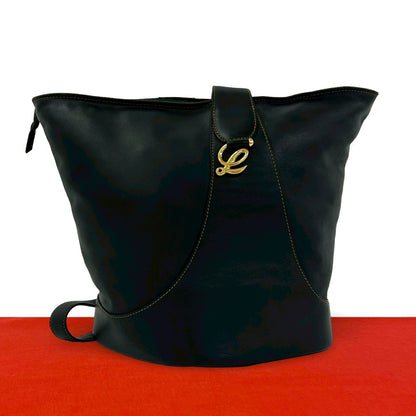 Loewe Vintage Anton Leather Shoulder Bag Crossbody Cross Black
