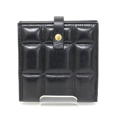 Bottega Veneta Patted Bifold Wallet Leather Black Lattice