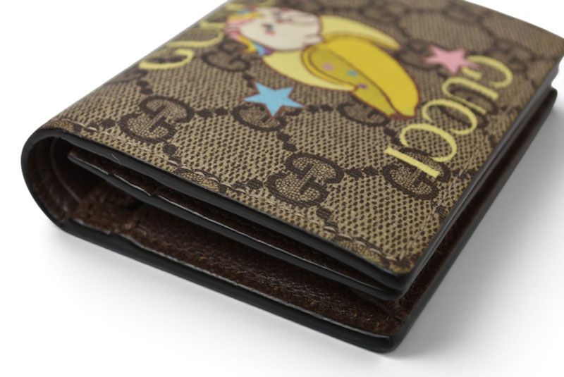 Gucci Mini Wallet Bifold Fold GG Supreme Bananya Print Beige — view 5