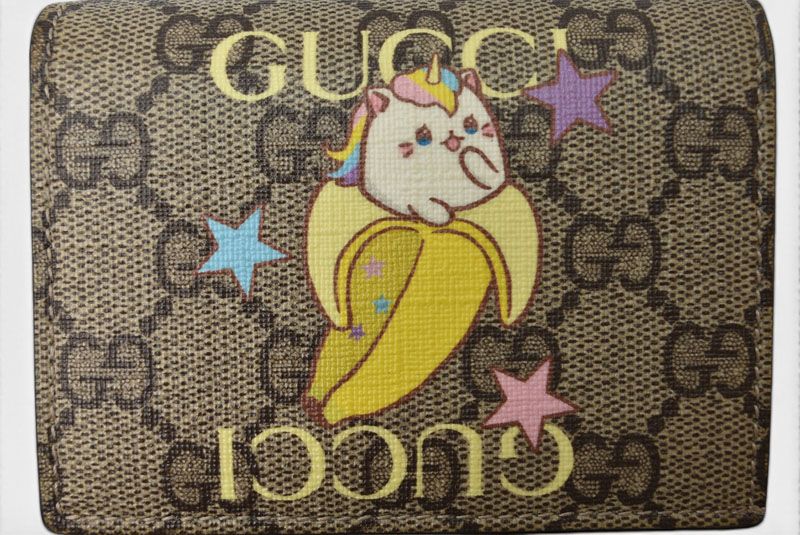 Gucci Mini Wallet Bifold Fold GG Supreme Bananya Print Beige — view 6