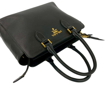 Prada Logo Saffiano Leather 2-Way Mini Tote Shoulder Bag Black — view 4